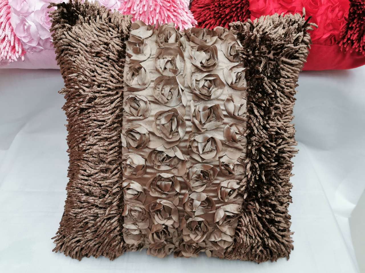 Chenille Rose Throw Pillow Pillow Cover Bedding General Merchandise Household Items Cushion Cushion Cover Application Scenario