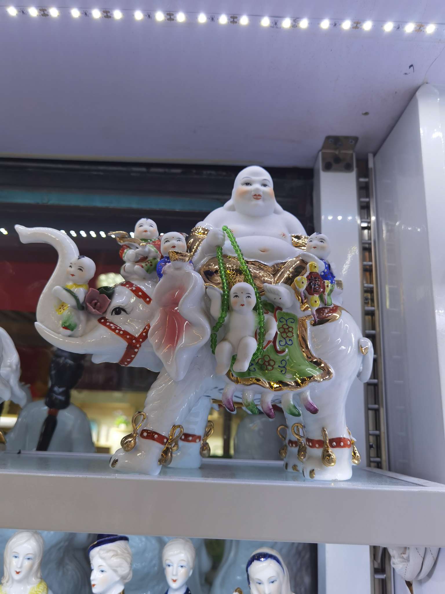 陶瓷高白土五子佛欧式摆件佛教摆件描真金金水