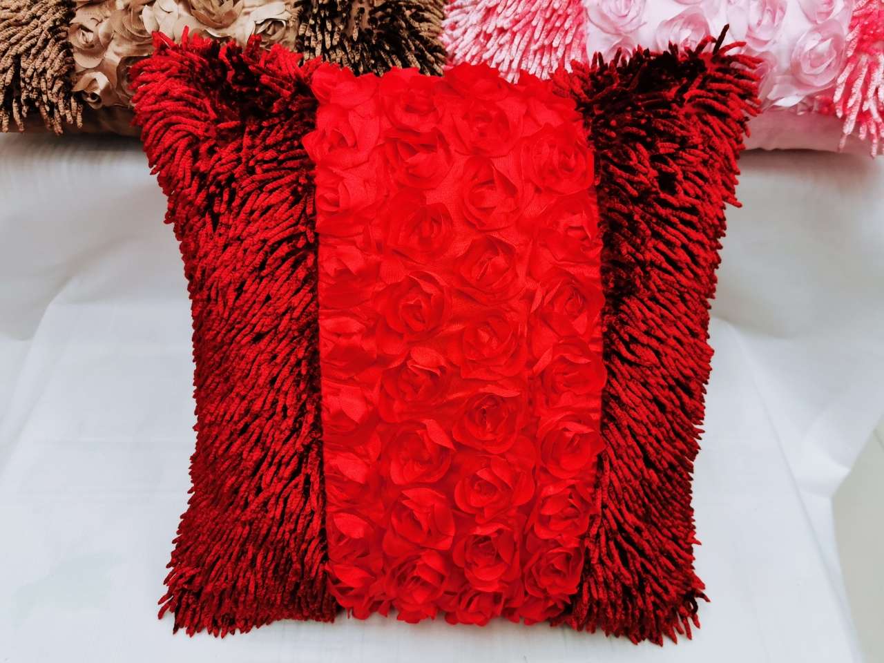 Chenille Rose Throw Pillow Pillow Cover Bedding General Merchandise Household Items Cushion Cushion Cover Item Picture