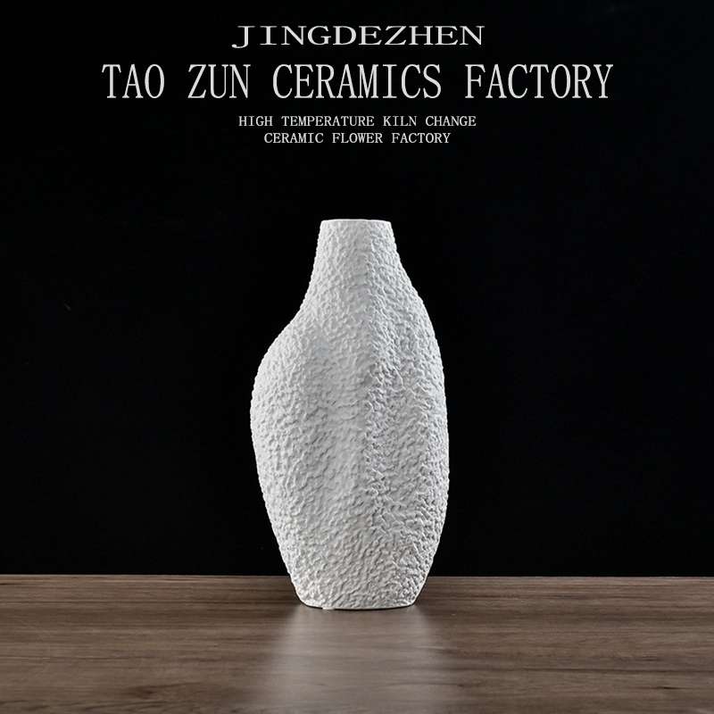 European Countertop Vase Decoration Handmade Coarse Pottery Dried Flower Arrangement Pottery Pot Model Room Living Room Decoration Club Decoration Item Picture