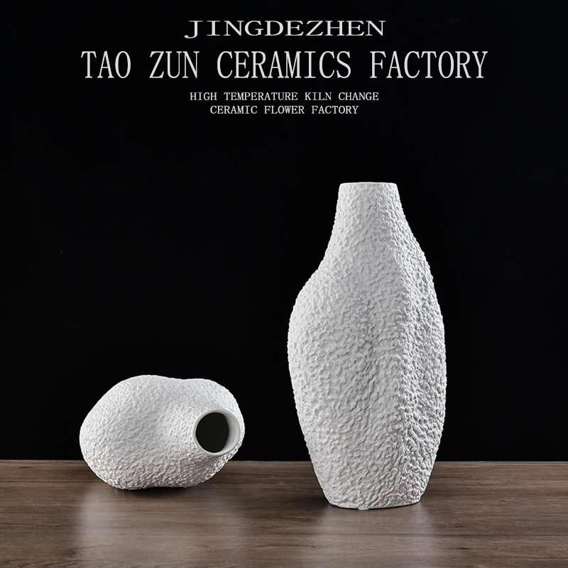 European Countertop Vase Decoration Handmade Coarse Pottery Dried Flower Arrangement Pottery Pot Model Room Living Room Decoration Club Decoration details Picture