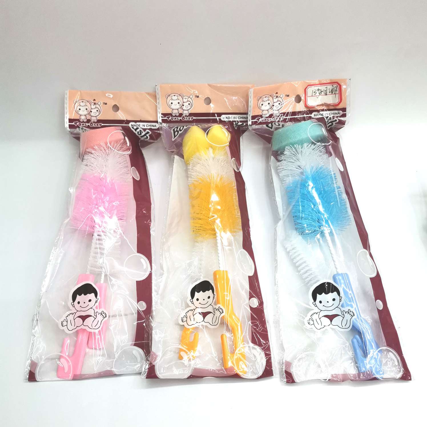 宝宝婴儿直柄海绵大小套装双色海绵刷产品图
