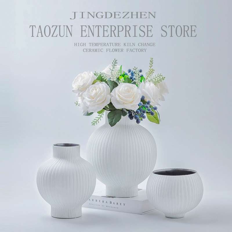Jingdezhen Home European Ceramic High Foot Vase Living Room Table Decoration Flower Arranger Designer Model Room Decoration details Picture