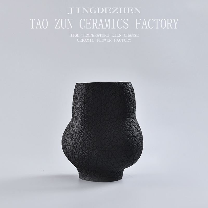 Pottery Zun New Chinese Ceramic Flower Arrangement Decoration Model Room Porch Cabinet Home Accessories Creative Tv Cabinet Dry Flower Decoration 073 undefined