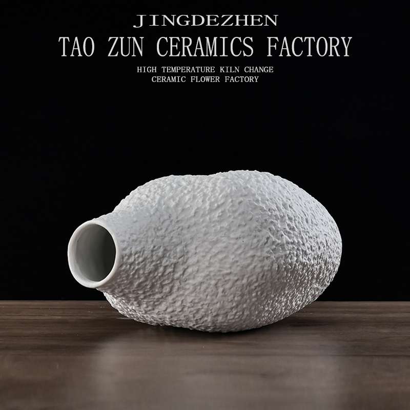 European Countertop Vase Decoration Handmade Coarse Pottery Dried Flower Arrangement Pottery Pot Model Room Living Room Decoration Club Decoration undefined