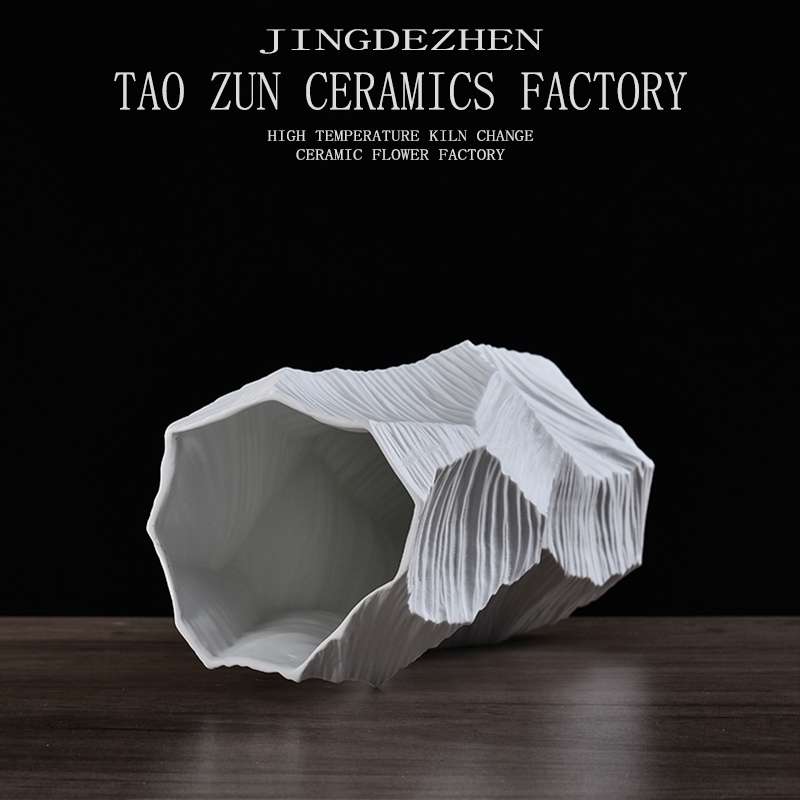 Pottery Zun Modern Simple Flower Arrangement Decoration Home Decoration Ceramic Living Room Creative Tv Cabinet Dry Flower Vase Flower Decoration Item Picture
