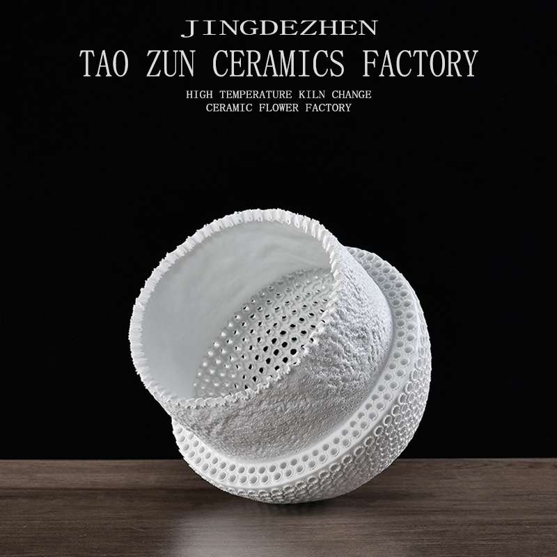 Pottery Zun Model Room Italian Minimalist Black And White Flower Decoration Exhibition Hall Vase Model Room Living Room Decoration Sales Office Soft Installation 056 undefined