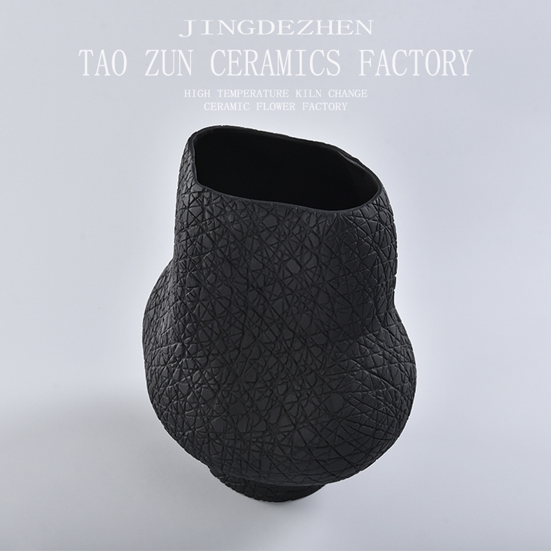 Pottery Zun New Chinese Ceramic Flower Arrangement Decoration Model Room Porch Cabinet Home Accessories Creative Tv Cabinet Dry Flower Decoration 073 undefined