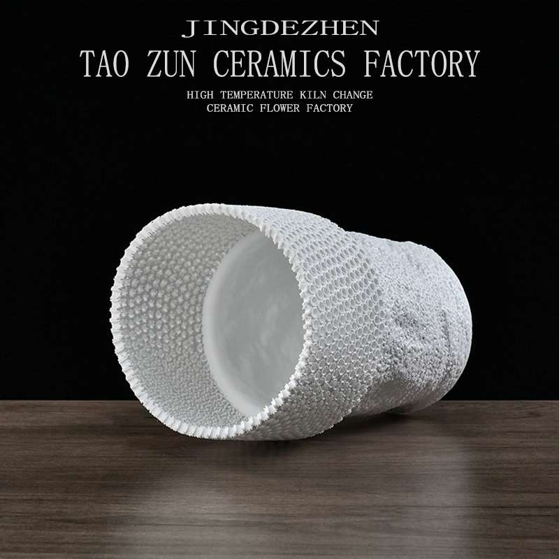 Pottery Zun Model Room Italian Minimalist Black And White Flower Decoration Exhibition Hall Vase Model Room Living Room Decoration Sales Office Soft Installation 056 undefined