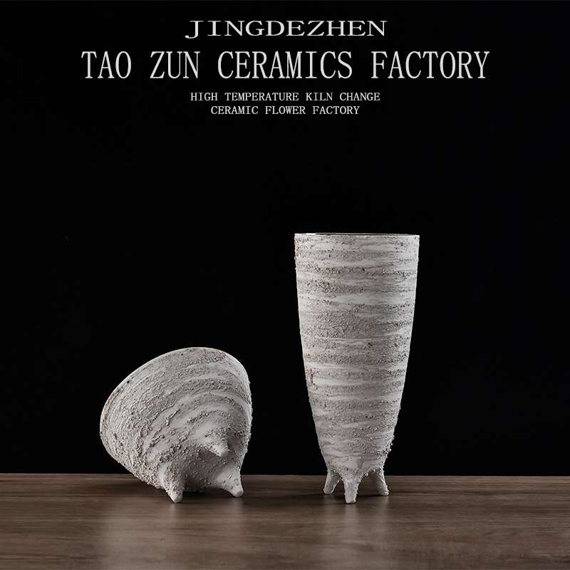 Pottery Zun New Chinese Rough Pottery Retro Ceramic Tripod Ceramic Decoration Hotel Living Room Model Room Nordic Home Decoration 185 Application Scenario