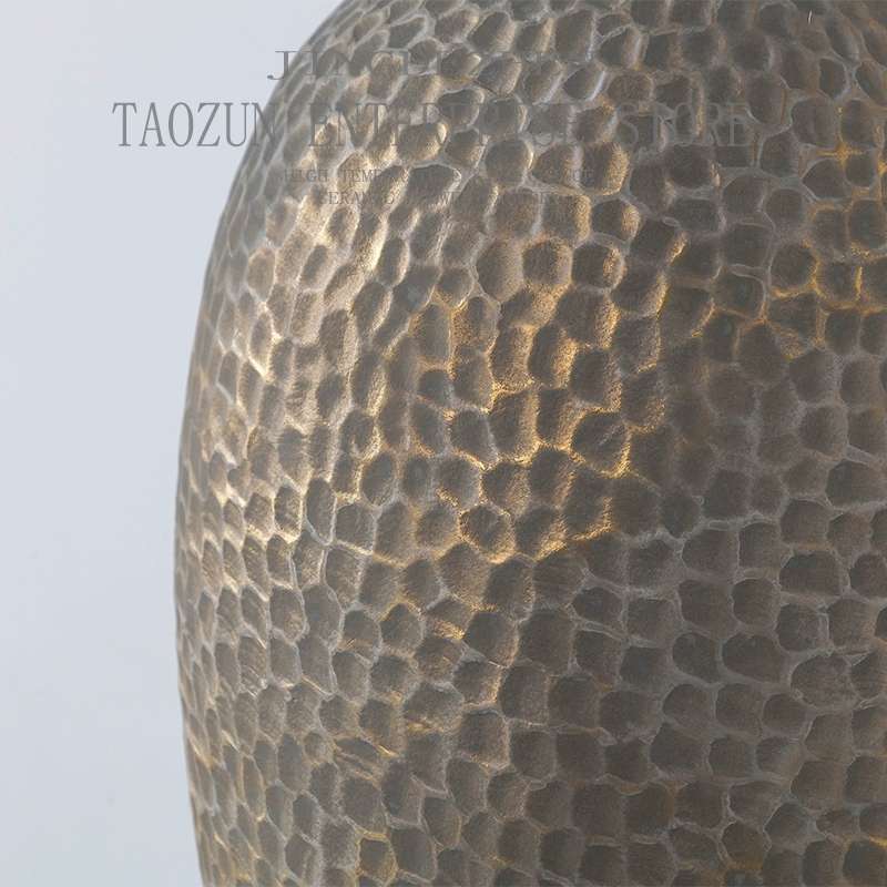 Imitation Copper Old Metal Retro Ceramic Dry Flower Big Vase Jingdezhen Pottery Pot Decoration Living Room Pot undefined