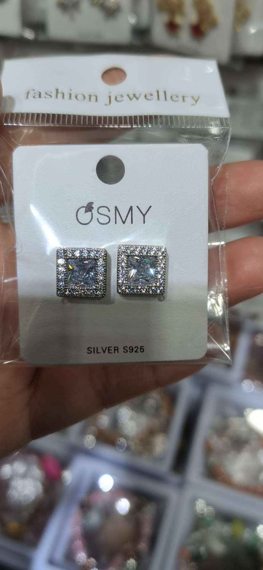 皓石镶钻925银针书了防过敏耳钉