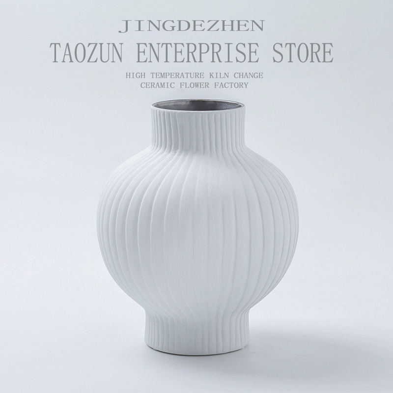 Jingdezhen Home European Ceramic High Foot Vase Living Room Table Decoration Flower Arranger Designer Model Room Decoration undefined