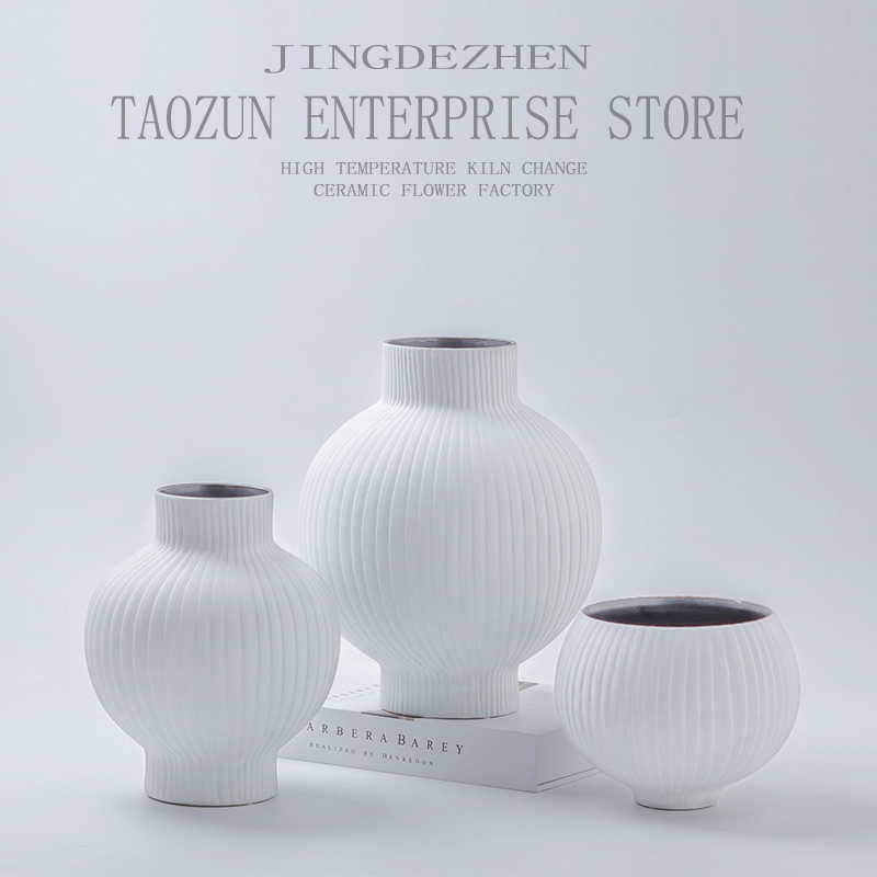 Jingdezhen Home European Ceramic High Foot Vase Living Room Table Decoration Flower Arranger Designer Model Room Decoration