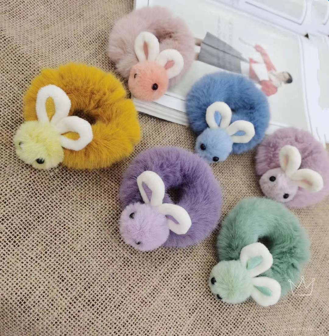 整圈仿貂毛卡通头扎