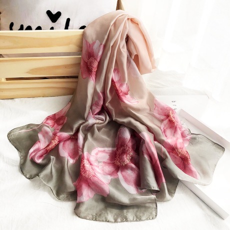 Silk satin scarf summer thin print sunscreen scarf sunshade beach towel thumbnail
