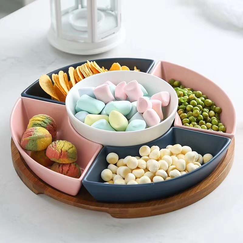 北欧陶瓷拼盘分格蒸盘家用菜盘创意干果点心盘水果托盘组合餐具