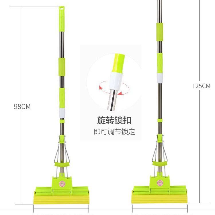 Sponge mop, household lazy roller water-squeezing floor mop, hand washable rubber cotton mop head, large water-squeezing floor mop cloth head Item Picture
