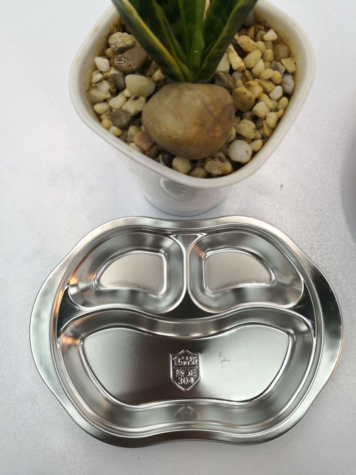 食品级304不锈钢椭圆形快餐盘