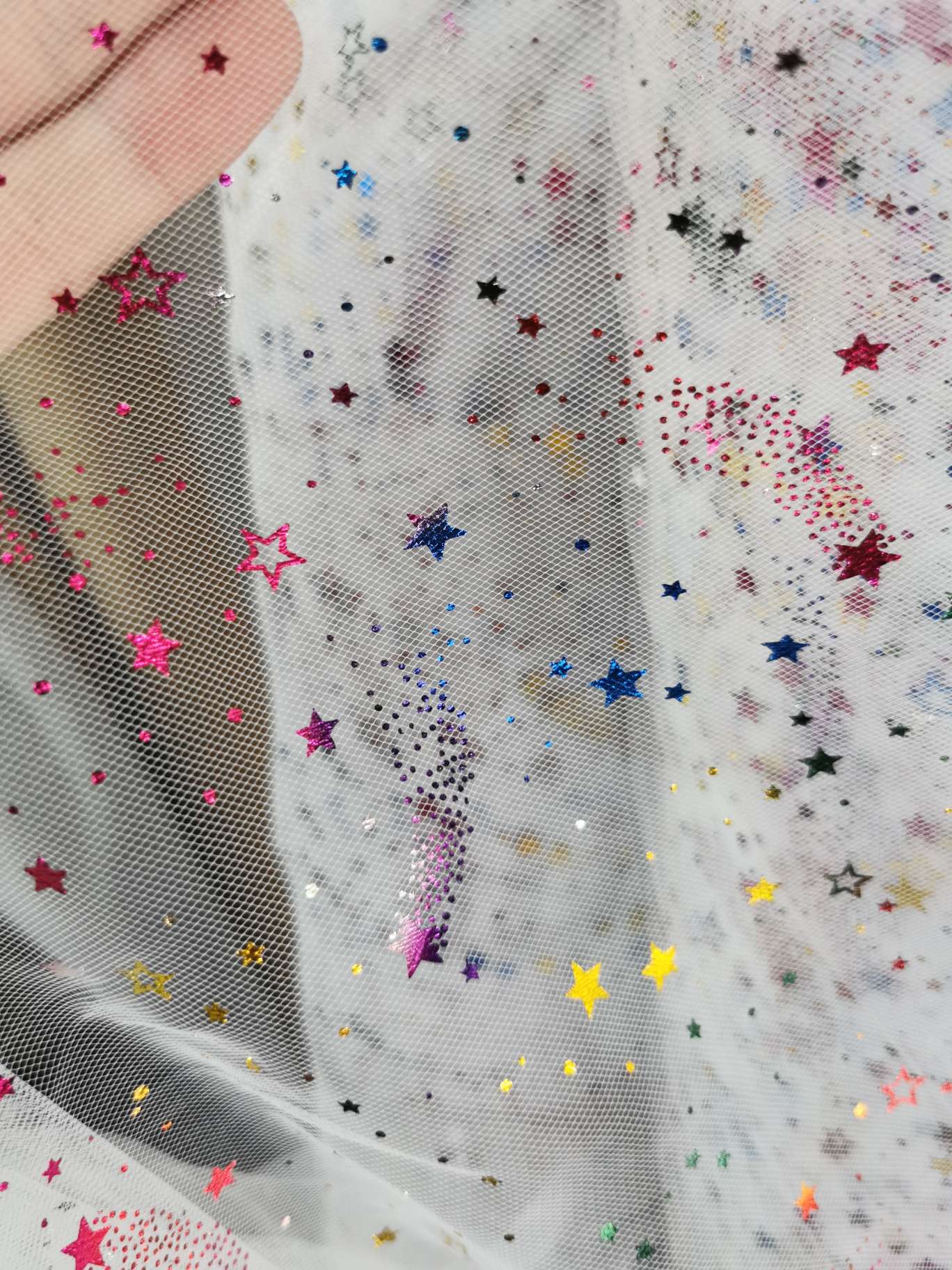 七彩烫金流星雨涤美国网，锦纶美国网，加密底布产品图