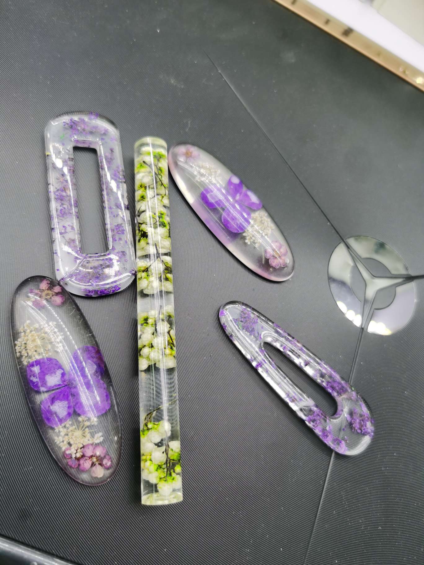 树脂水晶柱干花树脂干花天然植物标本花发夹产品图