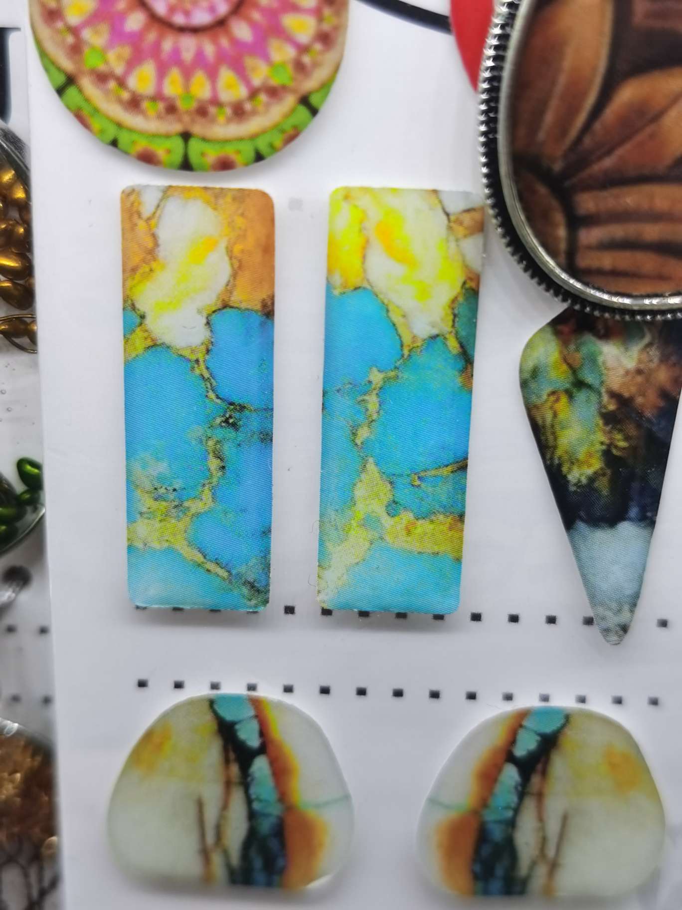 Butterfly droplet ellipse heart oblong side drop gum patch drop gum back with gum imitation natural stone road retro decorative pattern national wind pattern picture custom thumbnail