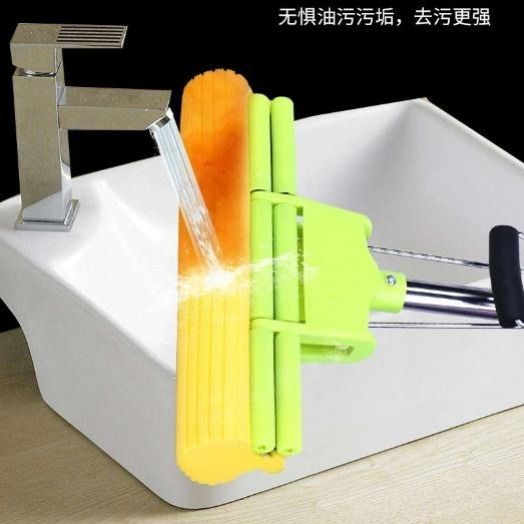 Sponge mop, household lazy roller water-squeezing floor mop, hand washable rubber cotton mop head, large water-squeezing floor mop cloth head detail image 2