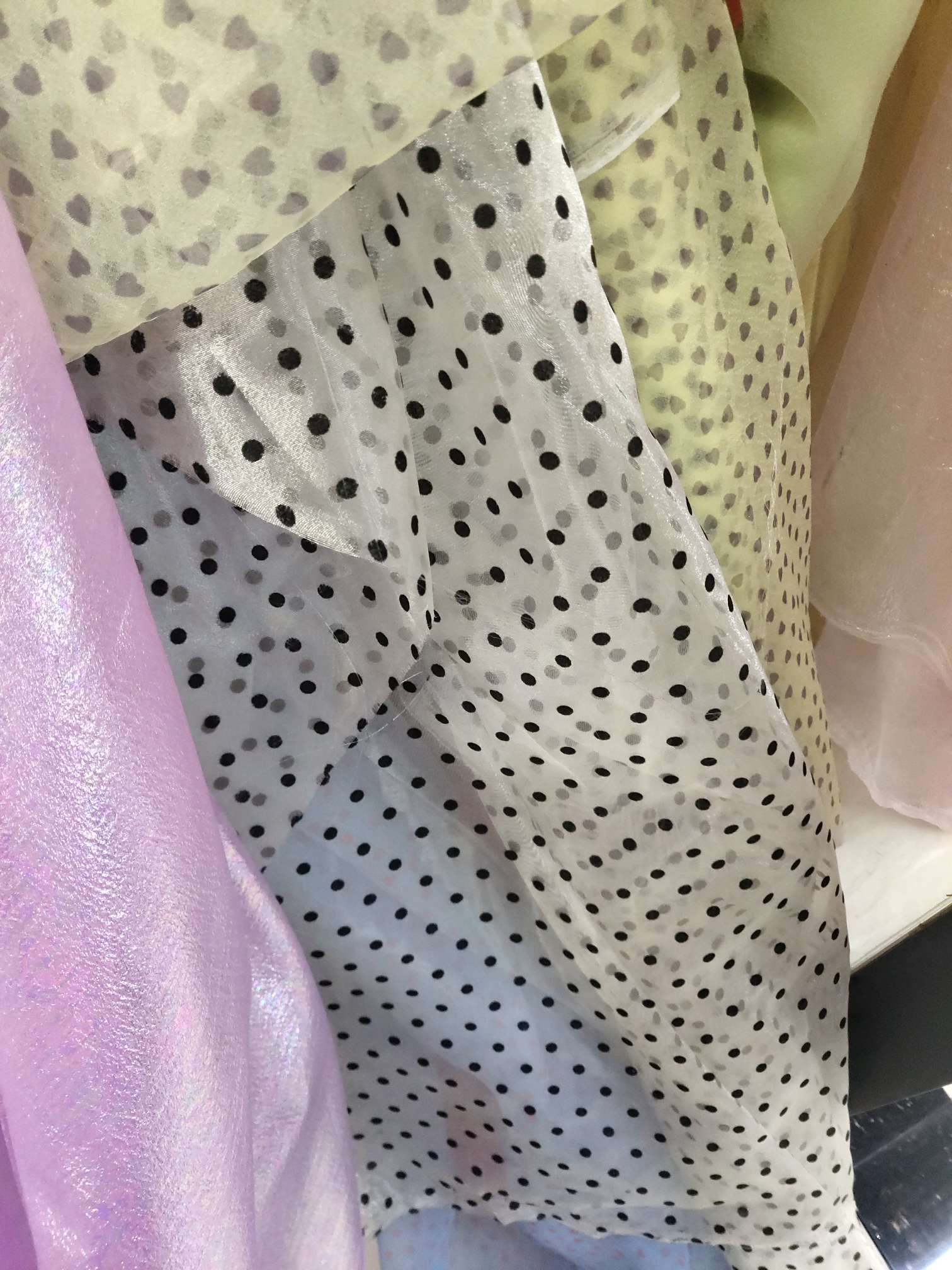 白色黑圆点网纱布头饰衣服饰品工艺品面料图