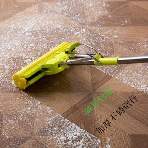 Sponge mop, household lazy roller water-squeezing floor mop, hand washable rubber cotton mop head, large water-squeezing floor mop cloth head detail image 3