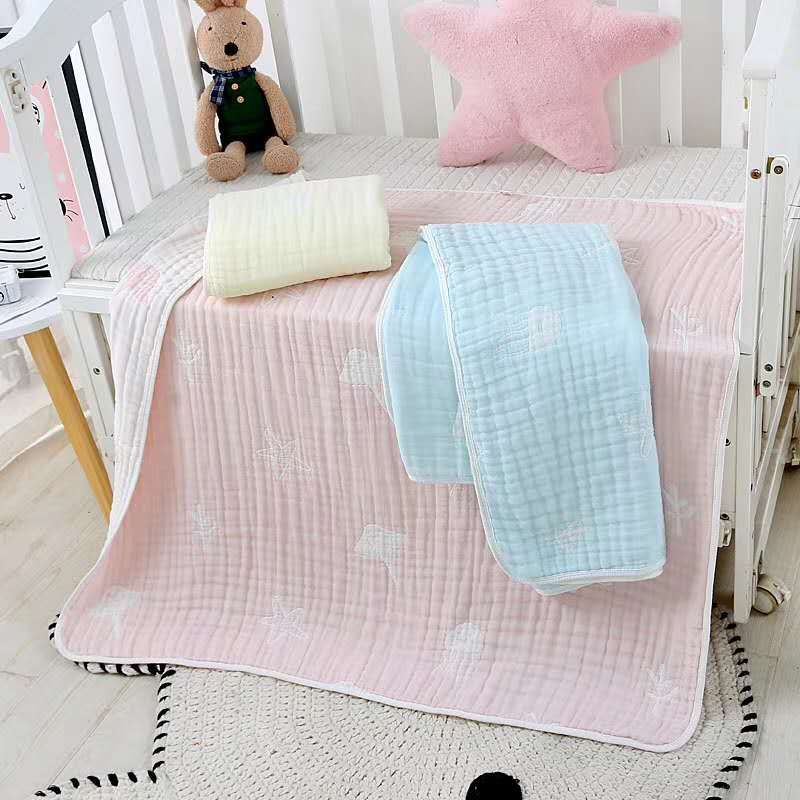 六层提花水洗童被白底实物图