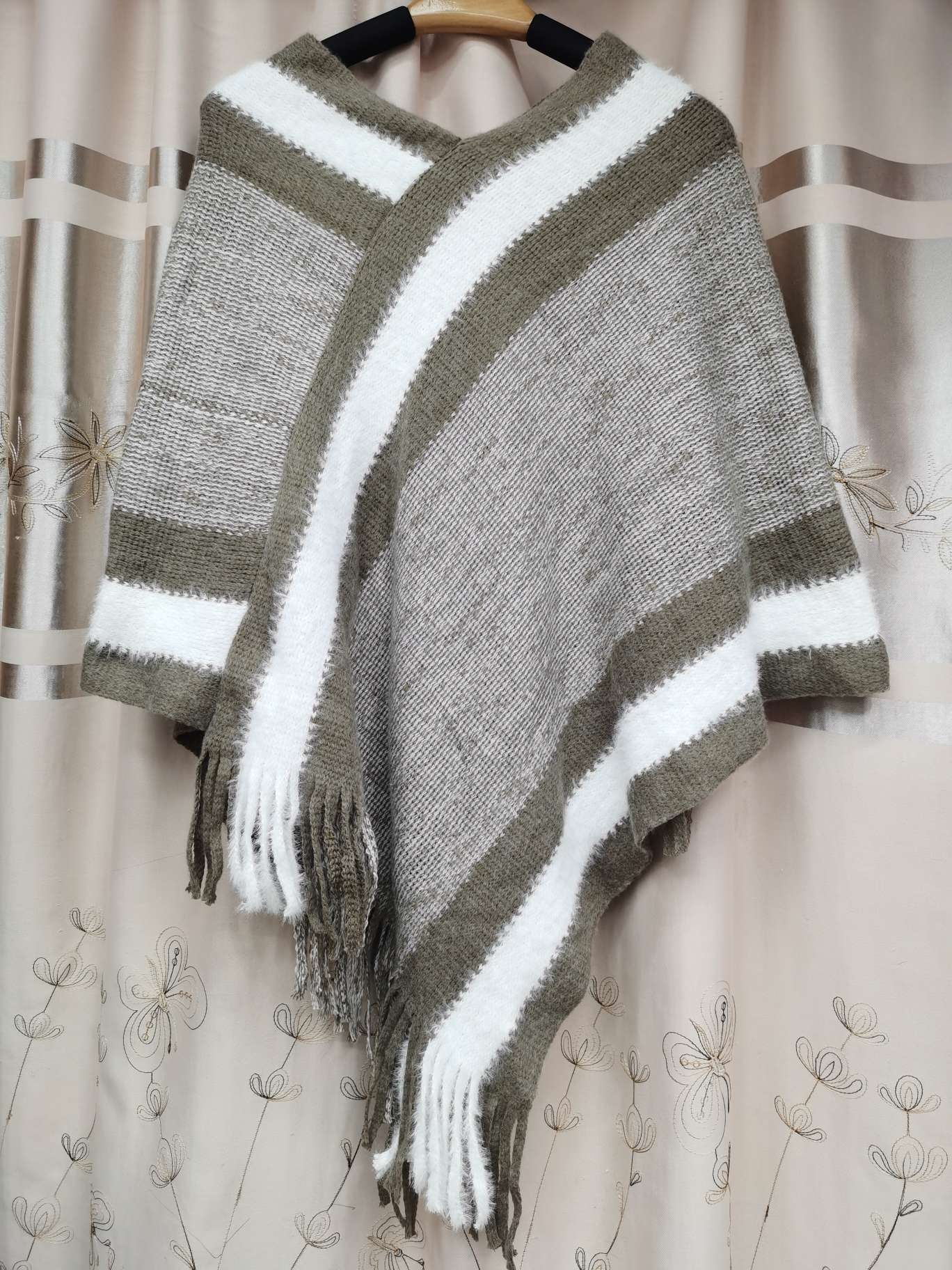 Versátil punto lana cape cape primavera otoño new rainbow rayas flecos cape cape mujer undefined