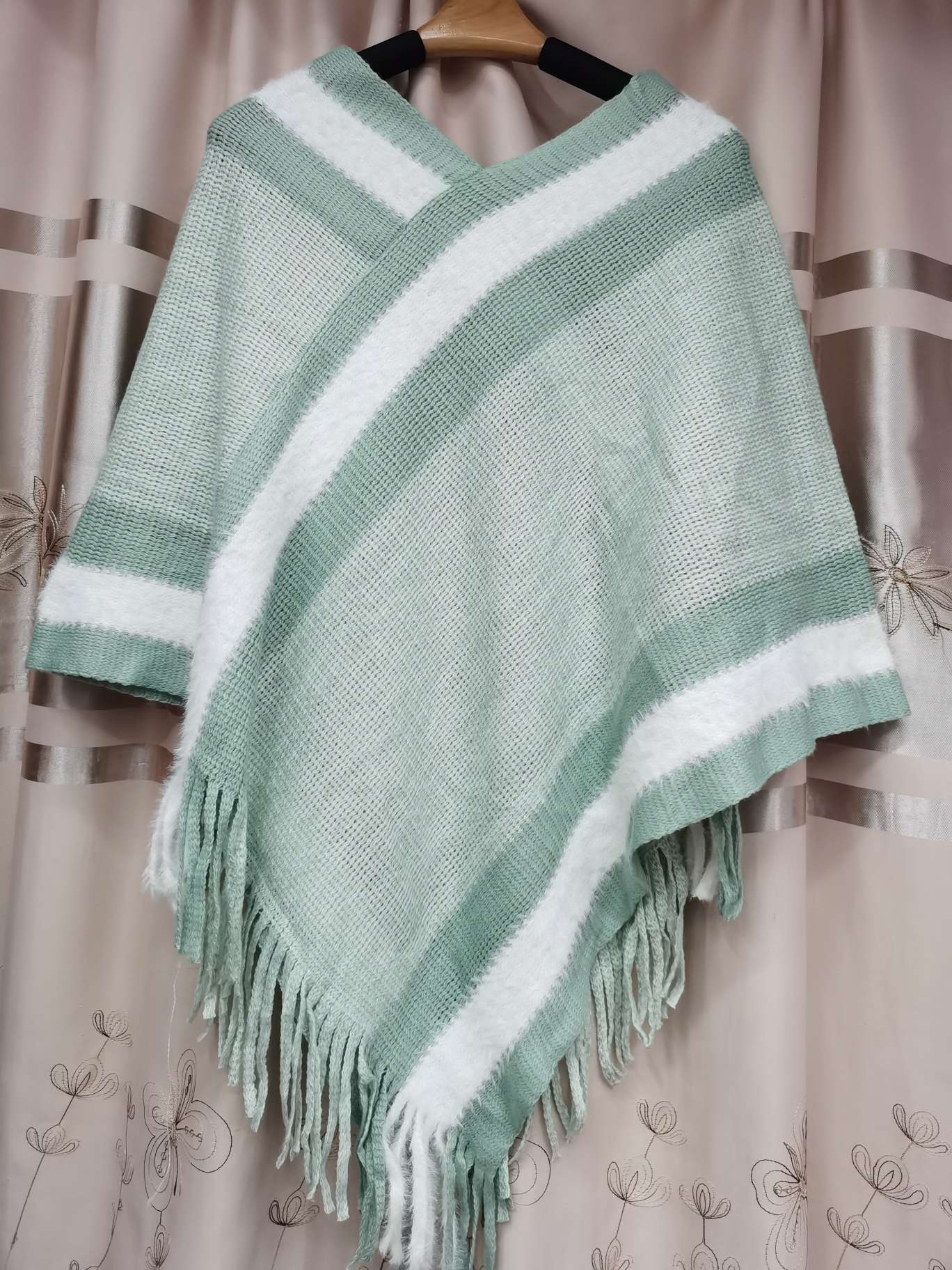 Versátil punto lana cape cape primavera otoño new rainbow rayas flecos cape cape mujer undefined