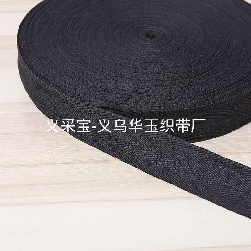 3cm black cotton woven belt home textile industry, the use of human characters with woven belt clothing accessories customized herringbone belt manufacturers thumbnail
