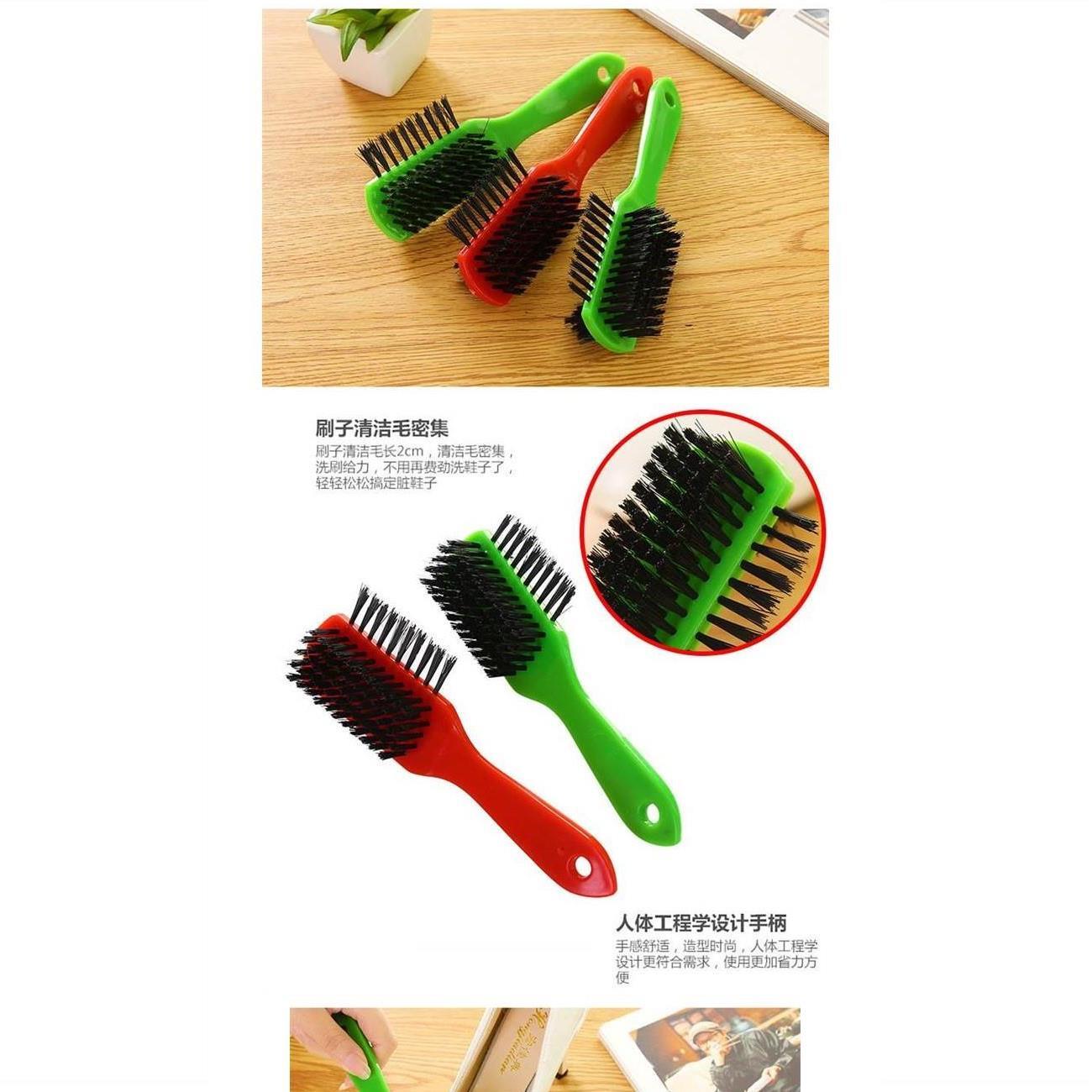 Several plastic shoe polish brushes, plastic handles, household shoe upper cleaning brushes, and shoe polish tools undefined