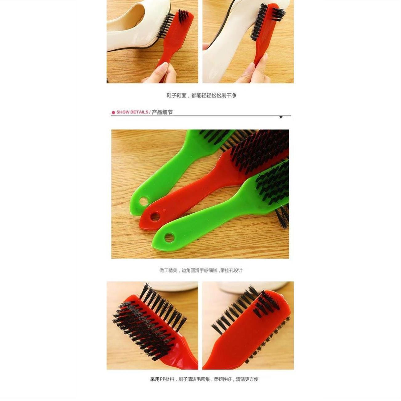 Several plastic shoe polish brushes, plastic handles, household shoe upper cleaning brushes, and shoe polish tools undefined