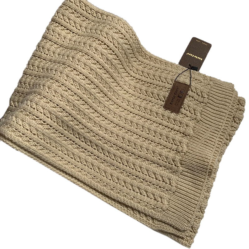 New Korean style knitted scarf and scarf for autumn and winter, fashionable and versatile, long woolen scarf, artistic and retro, solid color knitted crocheted and hollowed-out scarf for women details Picture