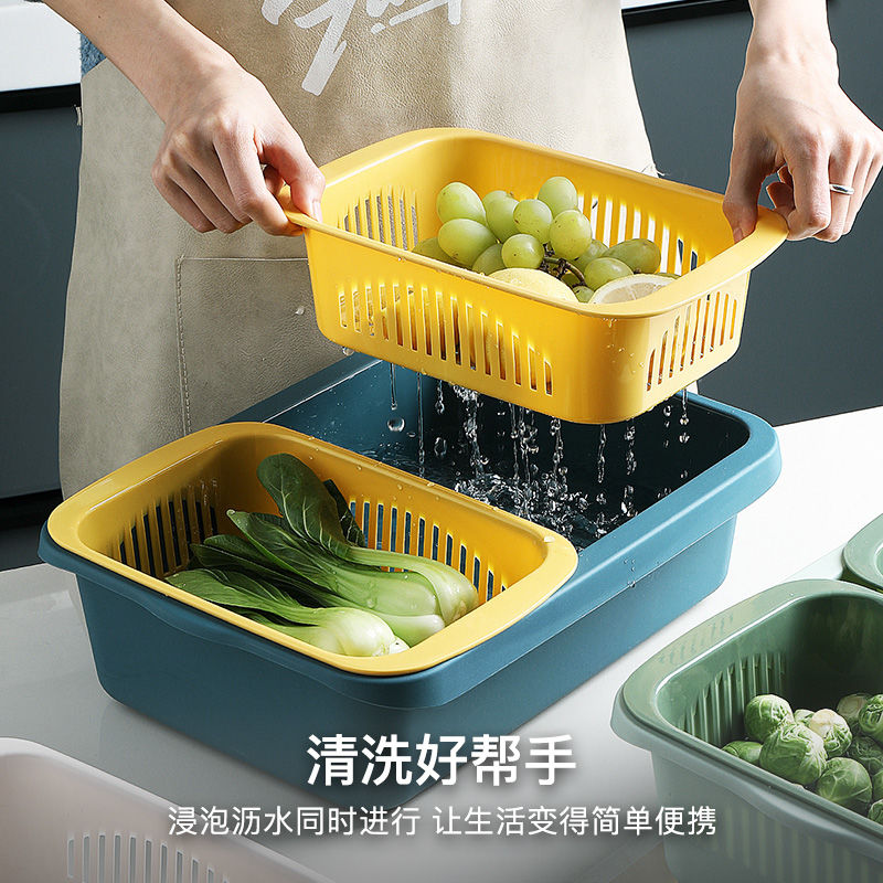 厨房双层多功能沥水篮洗菜盆水果盘碗筷沥水收纳盒水槽沥水架篮子详情图10