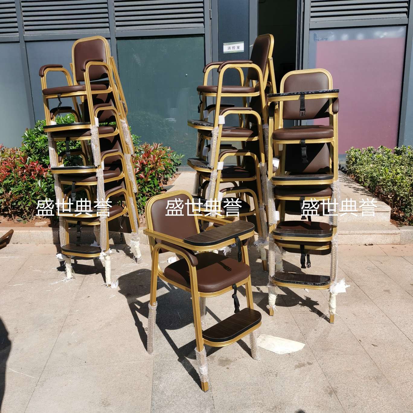 上海五星级酒店宴会厅宝宝餐椅饭店包厢儿童就餐椅子铝合金宝宝椅细节图