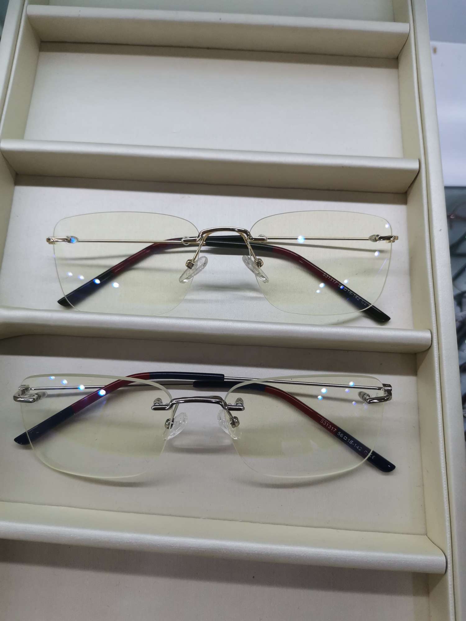 近视眼镜框，平光镜，时尚潮流，男款无框眼镜细节图