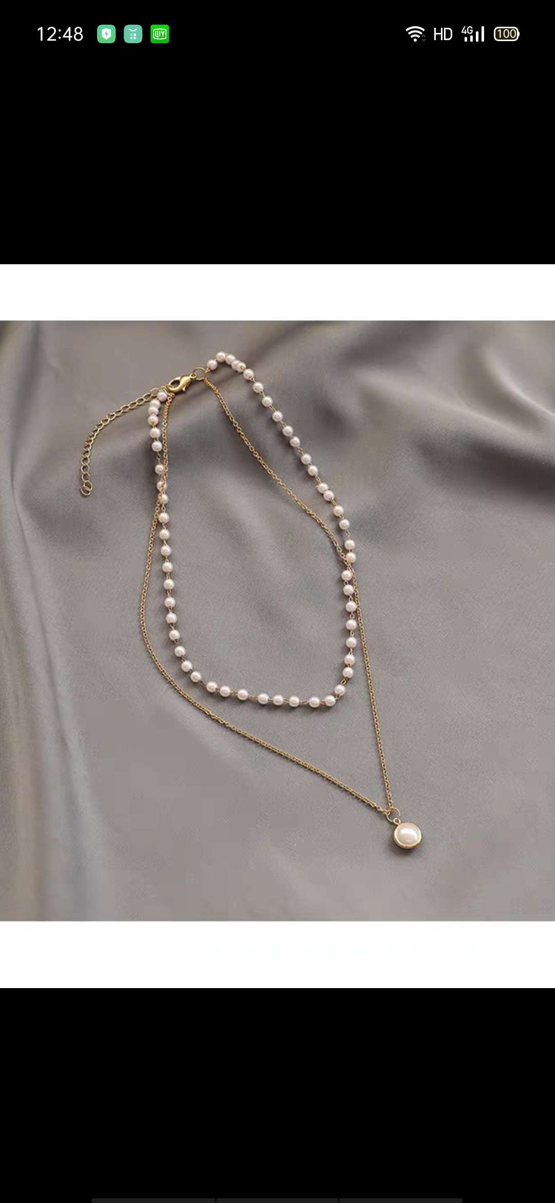 Pearl double necklace red clavicle chain necklace thumbnail