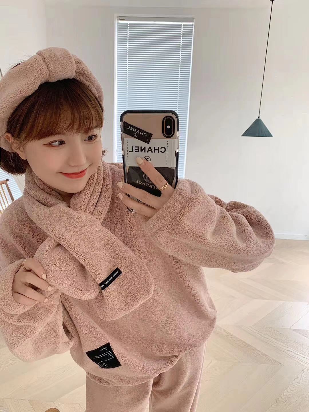 珊瑚绒羊羔绒软绵绵网红家居服两件套睡衣套装女款秋冬加厚加绒