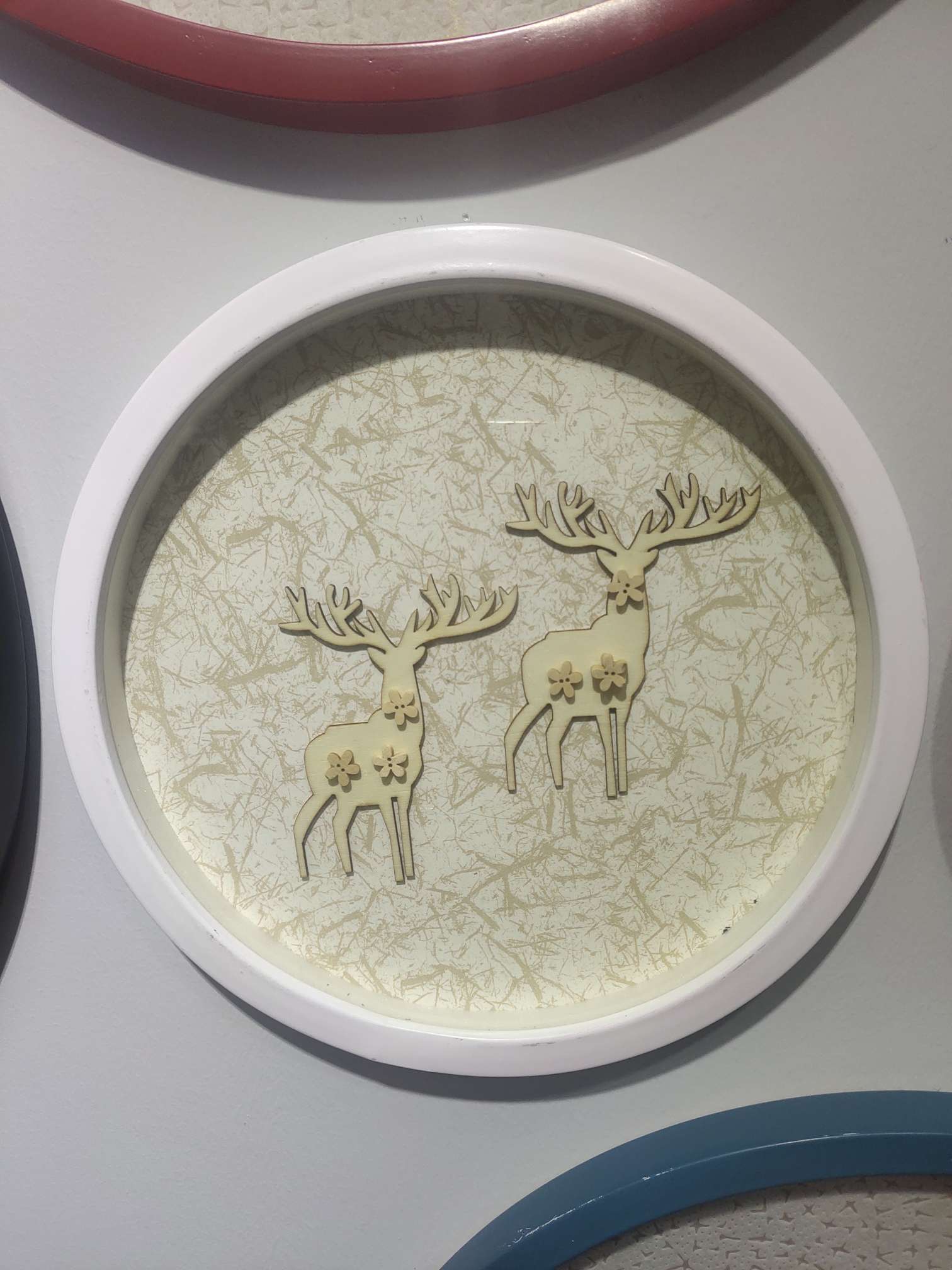 小鹿系列实物杆花装饰画图