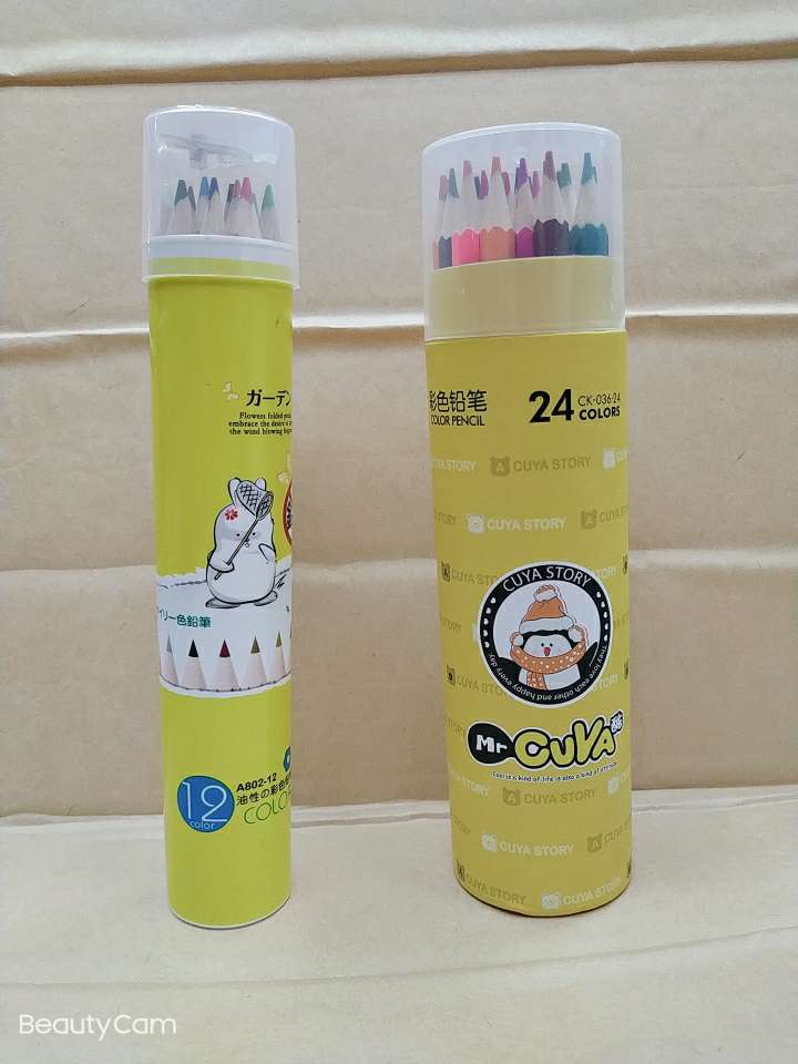 儿童幼儿园学生绘画彩色铅笔办公绘图记号铅笔12色，24色桶装彩色铅笔产品图