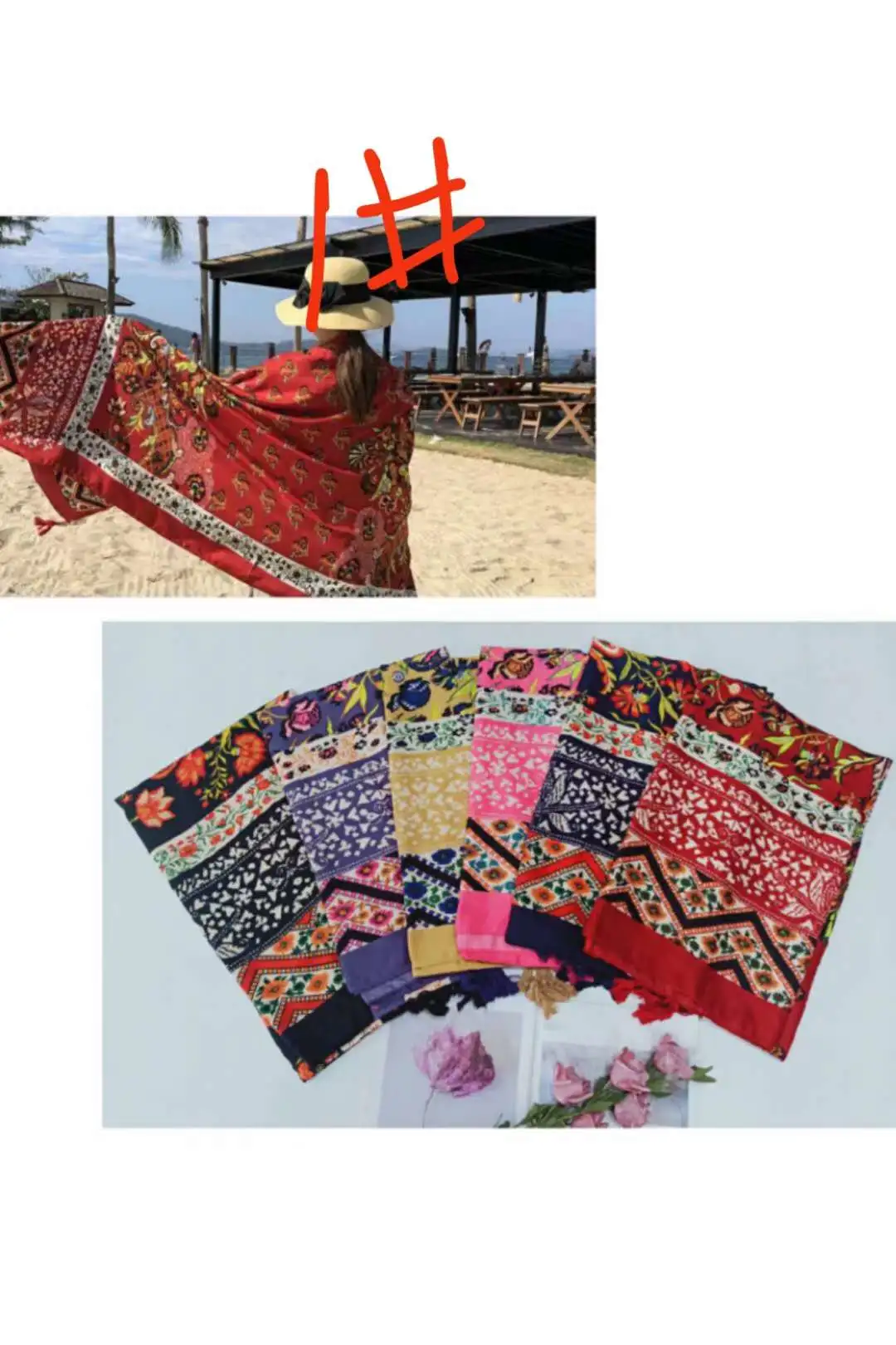 Pañuelo de algodón y cáñamo mujer estilo étnico bohemio overside protección solar vacacional pañuelo de playa con flecos capa del mar capa de las mujeres cuatro estaciones pañuelo detail image 6