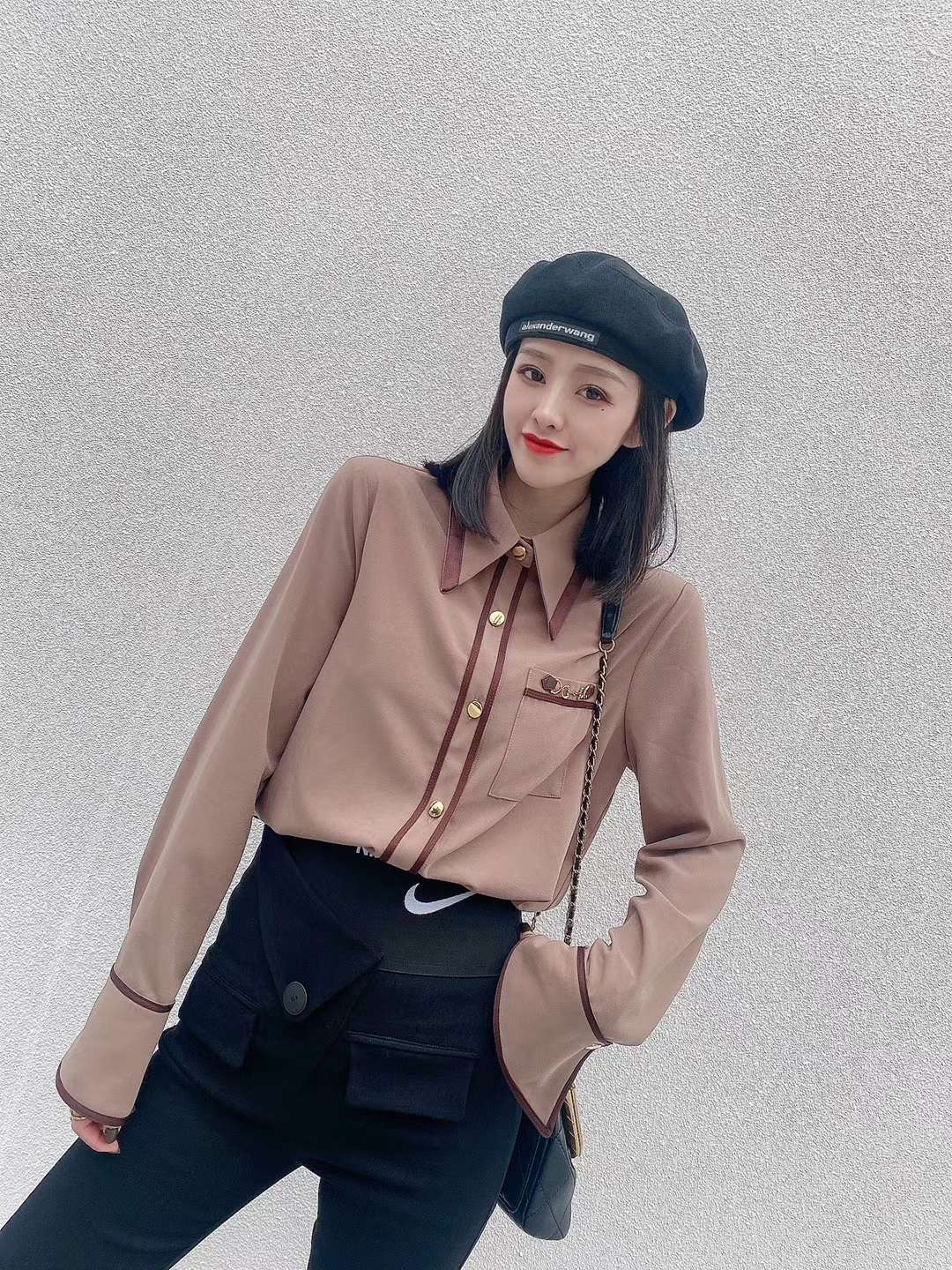 欧货拼色衬衫产品图