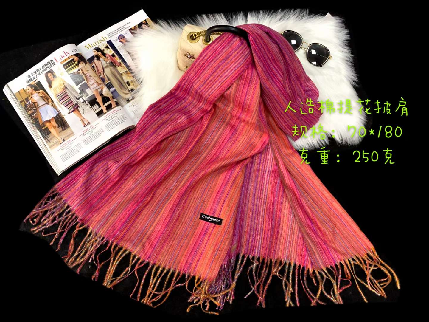 New scarf shawl Rayon new Korean autumn/winter new versatile air conditioning shawl imitation cashmere scarf women's solid-color tassel heat preservation shawl thumbnail