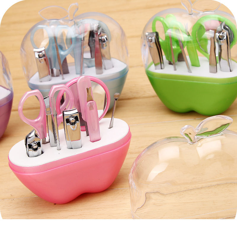 9-piece nail clipper set, nail clippers, apple-shaped nail clippers, portable household ear picks, dead skin trimming tools Item Picture