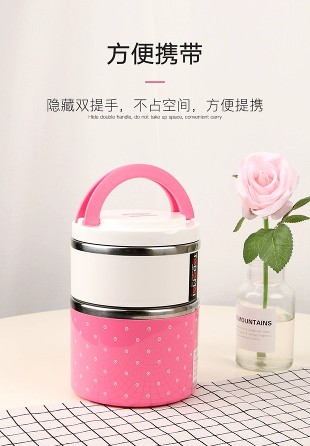 Stainless steel insulated lunch box bucket, double-layered 1 student lunch box, multi-layered 4 layers for office workers, Chinese-style lunch for men and women detail image 7