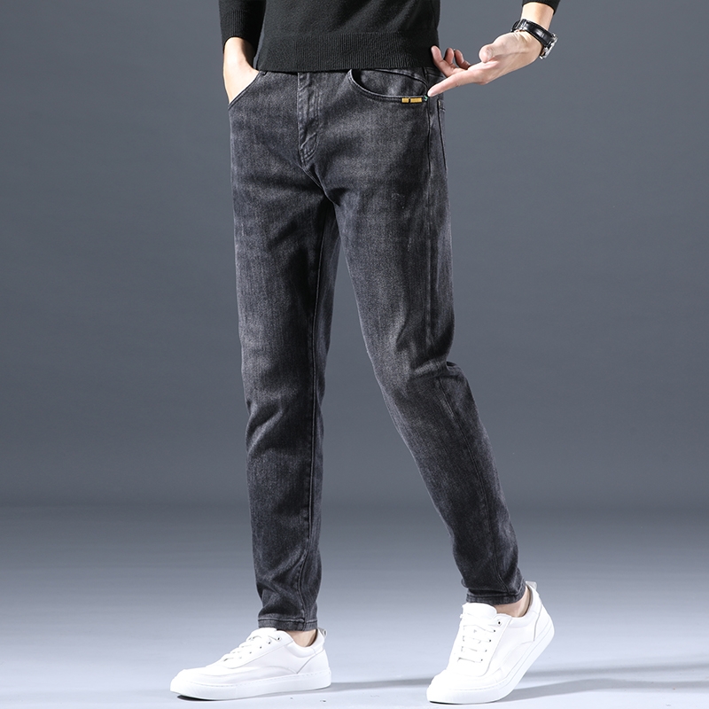 Men's trendy brand straight-leg high-end casual fashion slimming petite winter pants 2020 new style detail image 5
