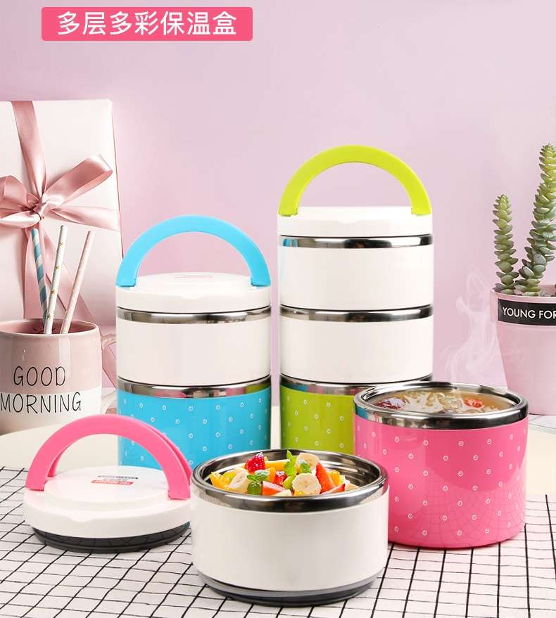 Stainless steel insulated lunch box bucket, double-layered 1 student lunch box, multi-layered 4 layers for office workers, Chinese-style lunch for men and women detail image 1